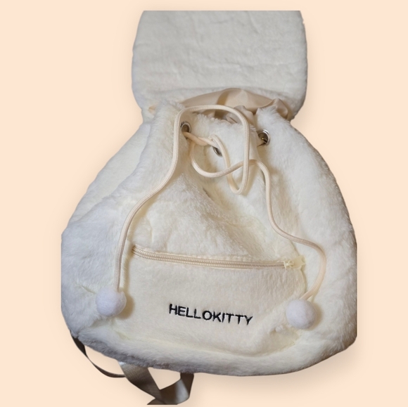 Hello Kitty Fluffy White and Pink Backpack - Picture 2 of 6